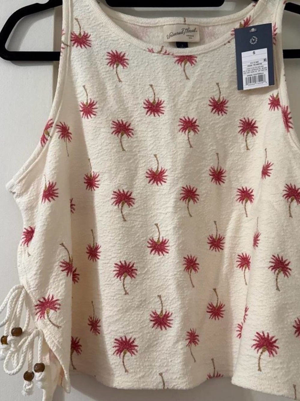 Target Cream Tank Top with Pink Palm Print